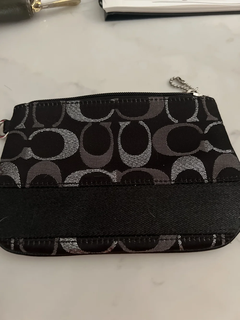 Coach Black & Silver Signature Wristlet